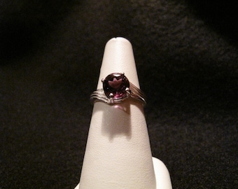 Round Amethyst Sterling Silver Ring