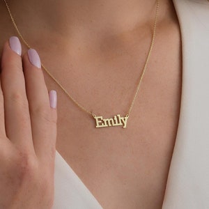 Personalized 14K Gold Name Necklace: Minimalist Sterling Silver