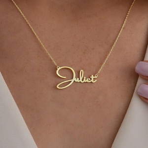 14k Gold Name Necklace: Personalized Cursive Pendant