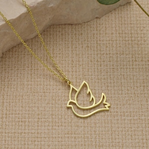 Dainty Gold Bird Necklace: 14K Plated Sterling Silver Swallow Pendant