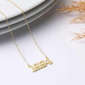 Personalized Sterling Silver Year Number Necklace: Birthday Gift