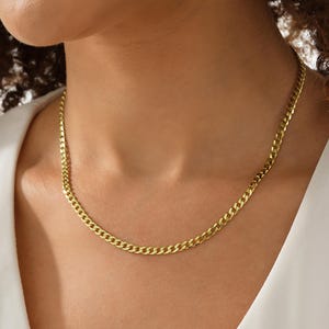 Gold Curb Chain Necklace,Dainty Curb Chain Necklace,Trendy Curb Chain Necklace,Gold Chain Necklace,Gift for mom,Gift for her,Christmas Gift