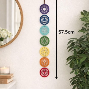 Chakra Wall Hanging Wooden Laser Cut Chakra Decor, Rainbow Energy Center Art, Yoga & Meditation Gift, Boho gift, Spiritual gift, Reiki decor