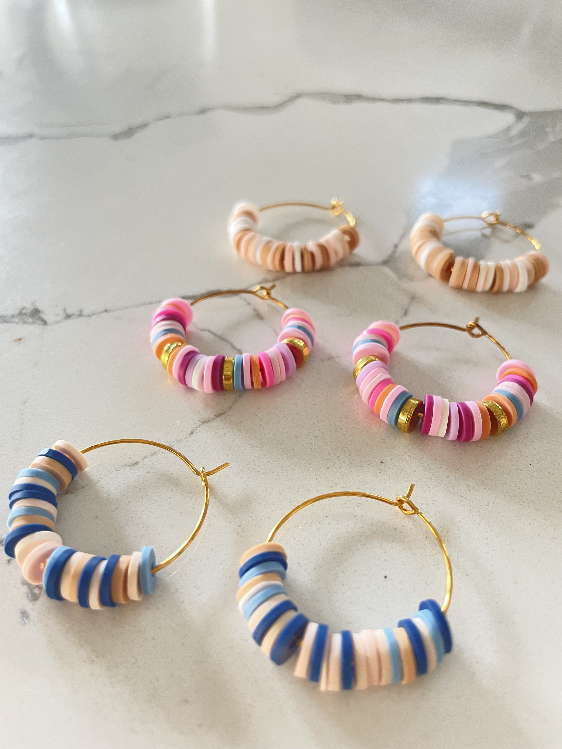 Heishi Beaded Eras Gold Hoop Earrings - Etsy