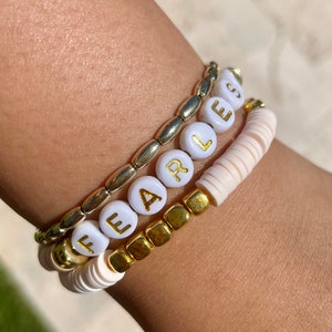 Customizable Heishi Clay Bead Bracelets. Includes free shipping.