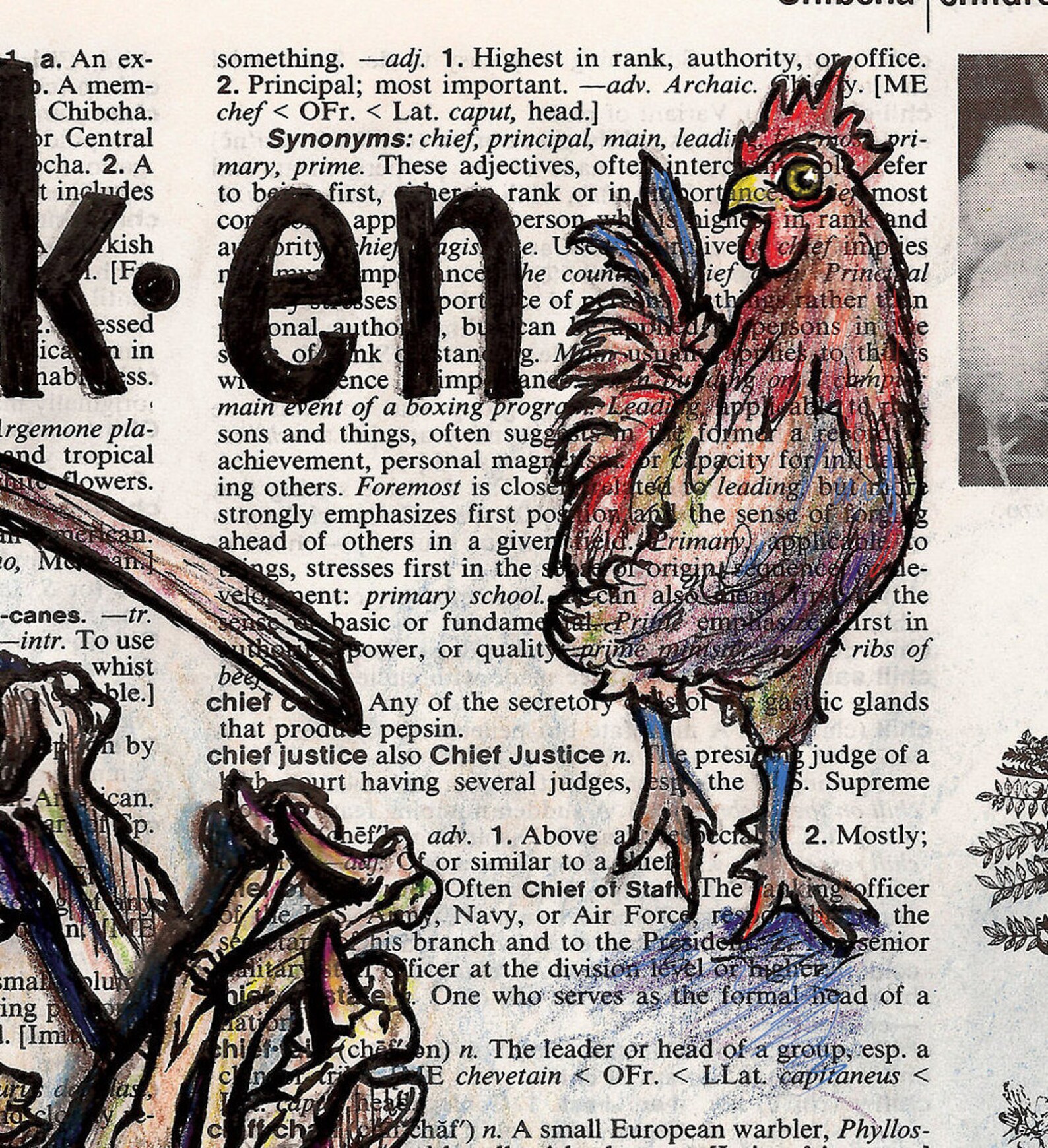 Print Chicken Dictionary Page Print of Hand Drawn Etsy 日本