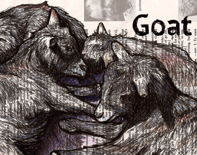 Print Baby Goats Dictionary Page Print of Hand Drawn Etsy
