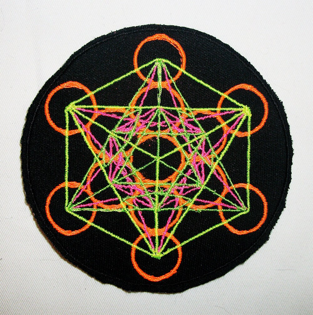 Neon Metatron Cube Patch Handmade Embroidery Design By Etsy