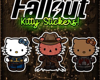Fallout TV Show Hello Kitty Stickers: Handmade Laptop Decals