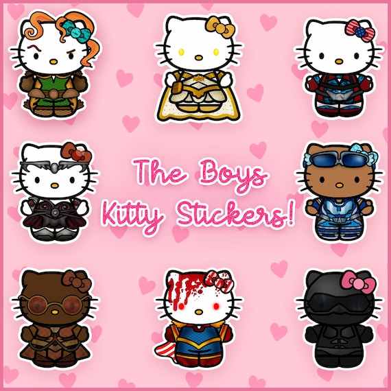 The Boys TV Show Hello Kitty Stickers: Handmade Laptop Decals