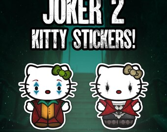 Joker Kitty Stickers: Folie à Deux Laptop Decals