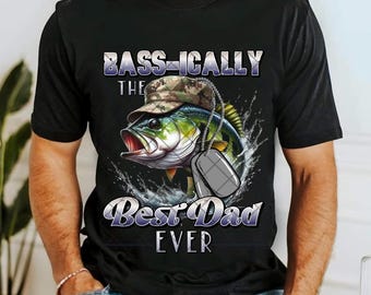 Military fishing bass dad ever DTF transfer ready to press - military dad fishing DTF - best dad ever army DTF - fishing heat transfer