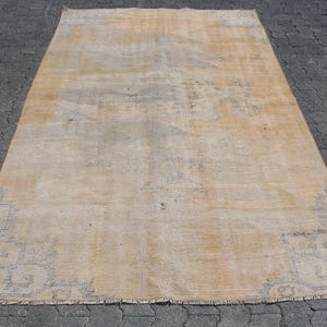 Vintage Turkish Rug, Faded Pastel Colors, Geometric Design, 5x8ft, Handmade Area Carpet, Unique Home Decor