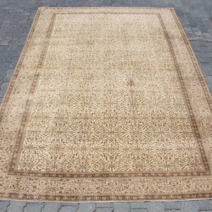 6x9 Large Rug, Turkish Rug, Vintage Rug, Antique Wool Rug, Rugs For Bedroom, 6.2x9.2 ft Beige Rug, Vintage Oushak Rug, Large Anatolian Rug,