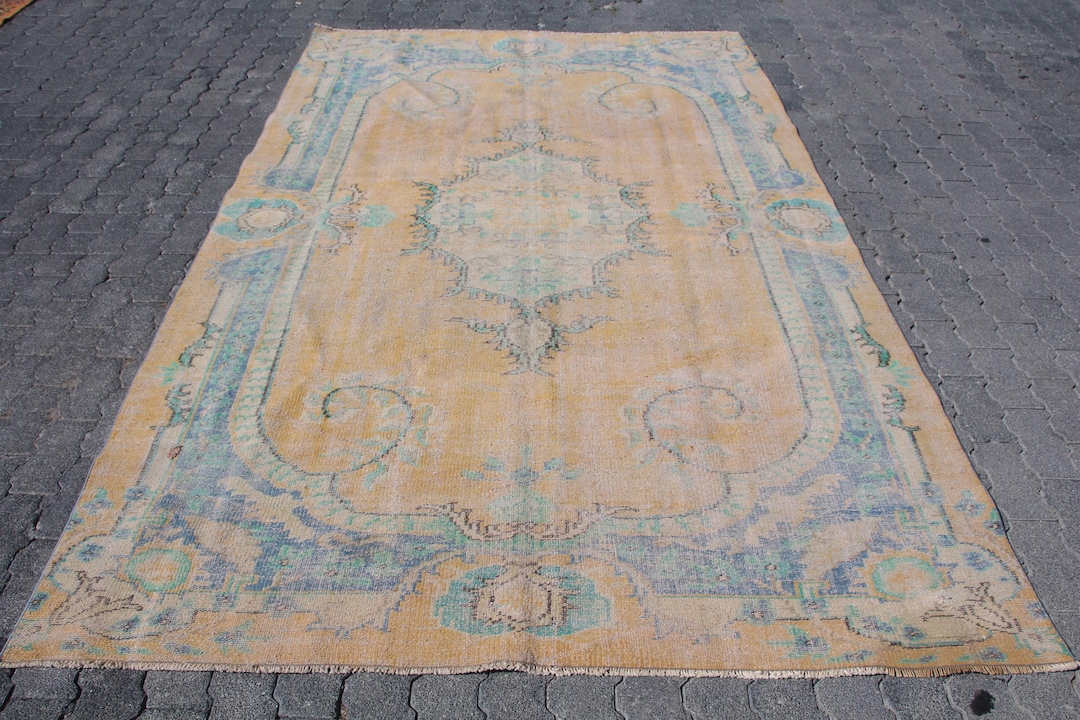 Vintage Turkish Large Rug 5.9x9.4 Ft (180x288 Cm), Yellow Ombré Rug - Etsy