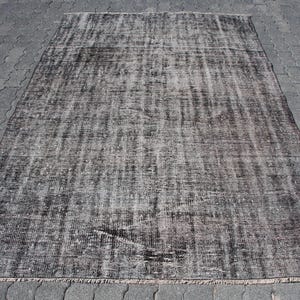 Vintage Türkischer Teppich, Großer Teppich, Schwarzer Wollteppich