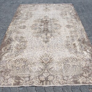 Vintage Turkish Rug, 5x9ft Large Rug, Decorative Oushak Rug, Rugs For Living Room, Beige Wool Rug, Vintage Decor