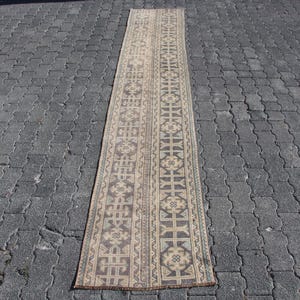 Vintage Runner, Turkish Rug, 2x10ft Rug, Corridor Rugs, Antique Hallway Rug, Beige Carpet, Floor Decor, Long Rug, Handmade Rug