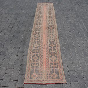 Vintage Turkish Runner Rug, 2x11ft Hallway Rug, Antique Oushak Carpet, Boho Home Decor, Long Oriental Rug, 2x11ft Area Rugs