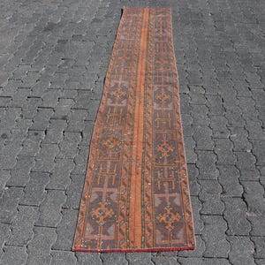 Vintage Turkish Runner Rug, Handwoven 2x9ft, Intricate Geometric Patterns, Earthy Tones, Unique Home Decor, Hallway or Entryway Carpet