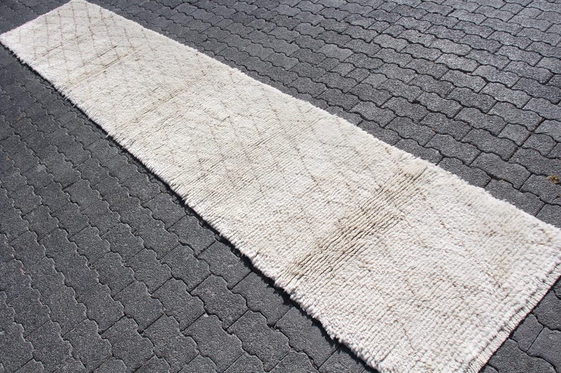 Turkish Abstract Rugs Turkish 2.6x13.5 Ft Rug, Oushak Vintage Rug, Beige Abstract Wool Rug - Etsy