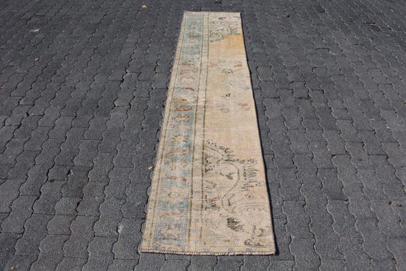 ランナーラグ　ヴィンテージラグ　トルコラグ トルコヴィンテージラグ ランナーラグ 35×110 くすみカーキ