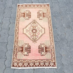 2x4 Small Rug, Turkish Rug, Vintage Rug, Anatolian Rug, Rugs For Bathroom, 1.6x3.4 ft Brown Rug, Neutral Scandinavian Style Rug, Door Mat