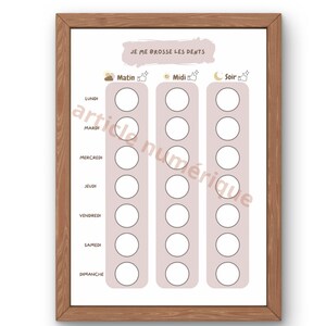 PDF-Diagramm zum wöchentlichen Zähneputzen für Kinder – druckbares PDF und PNG