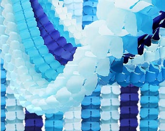 6pcs Four-Leaf Clover Garland Party Blue and White Streamers Tissue Paper Hanging Flower Garland for Frozen Party Baby Shower Decoration