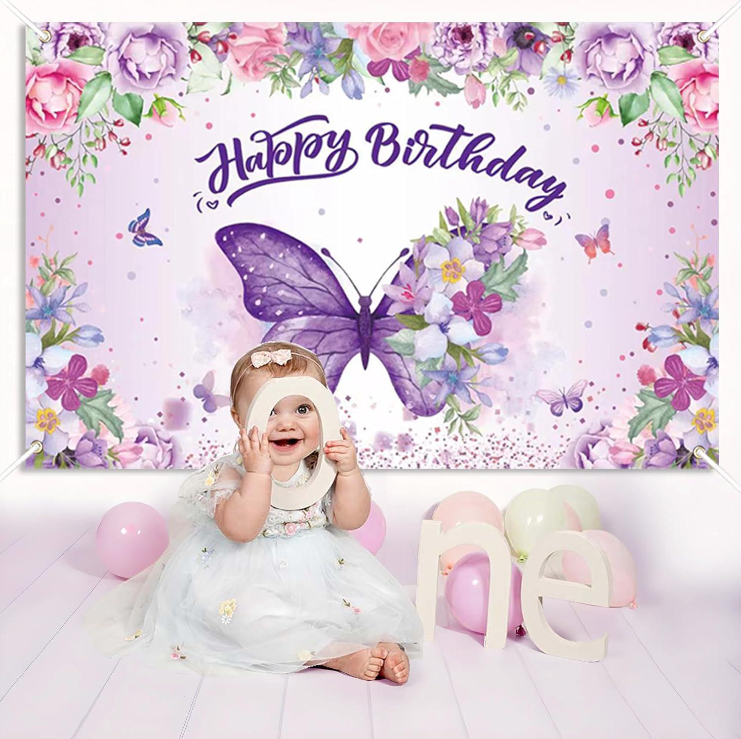 Toile Fond D'écran Anniversaire Toile Fond Fête APROPHIC 210x150cm - Happy  Birthday Papillon Violet Printemps Décoration Anniversaire Aprophic  210x150cm Happy Birthday, image size:1500x1495