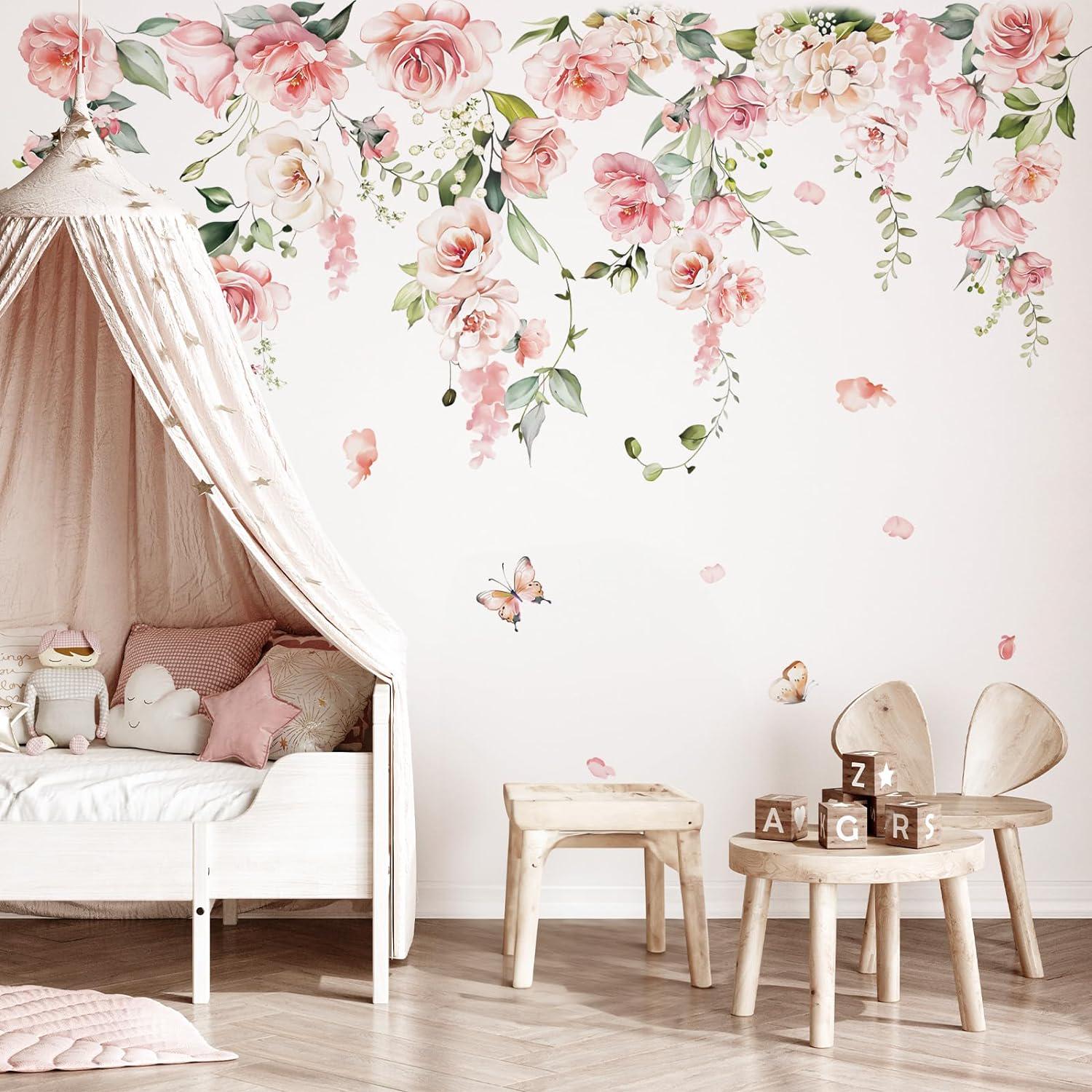 Autocollant Mural Personnalisé Monogramme Initiale Et Vigne 12x16 Pouces - Décalque Décoratif