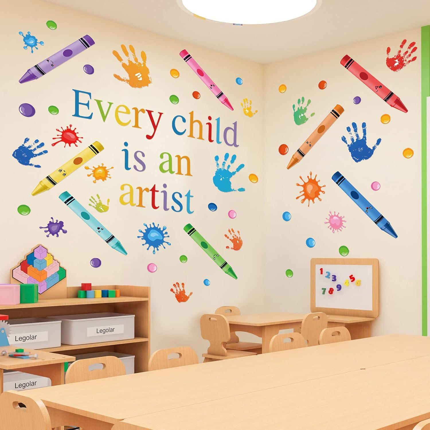 Every Child is an Artist Wall Decals Watercolor Crayon Paint Splatter ...