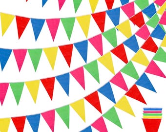 1020ft 720pcs Colorful Pennant Banner Flags Multicolor Bunting String Triangle Flags Bulk, Garland for Grand Opening, Carnival Birthday