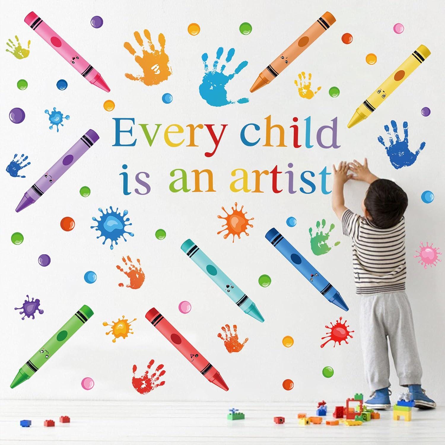 Every Child is an Artist Wall Decals Watercolor Crayon Paint Splatter ...
