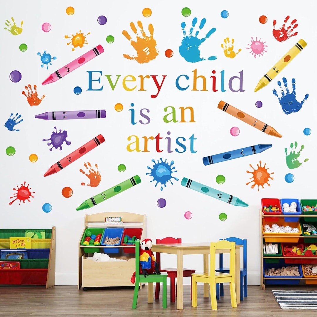 Every Child is an Artist Wall Decals Watercolor Crayon Paint Splatter ...
