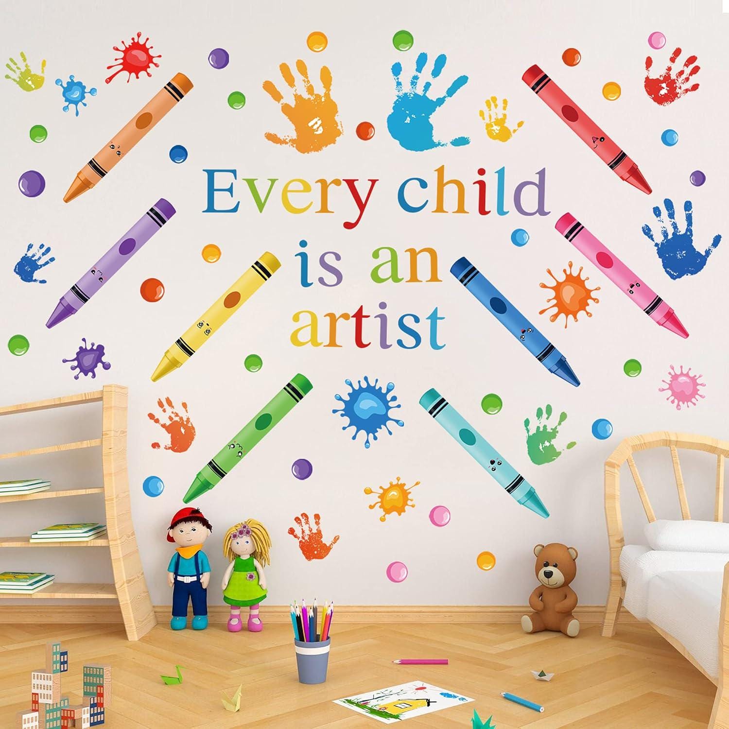 Every Child is an Artist Wall Decals Watercolor Crayon Paint Splatter ...