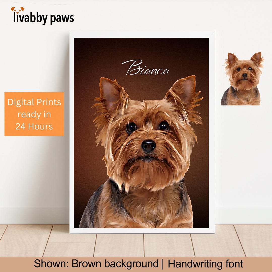 Custom Pet Portraits Personalized Digital Dog Portraits Cat Portraits ...