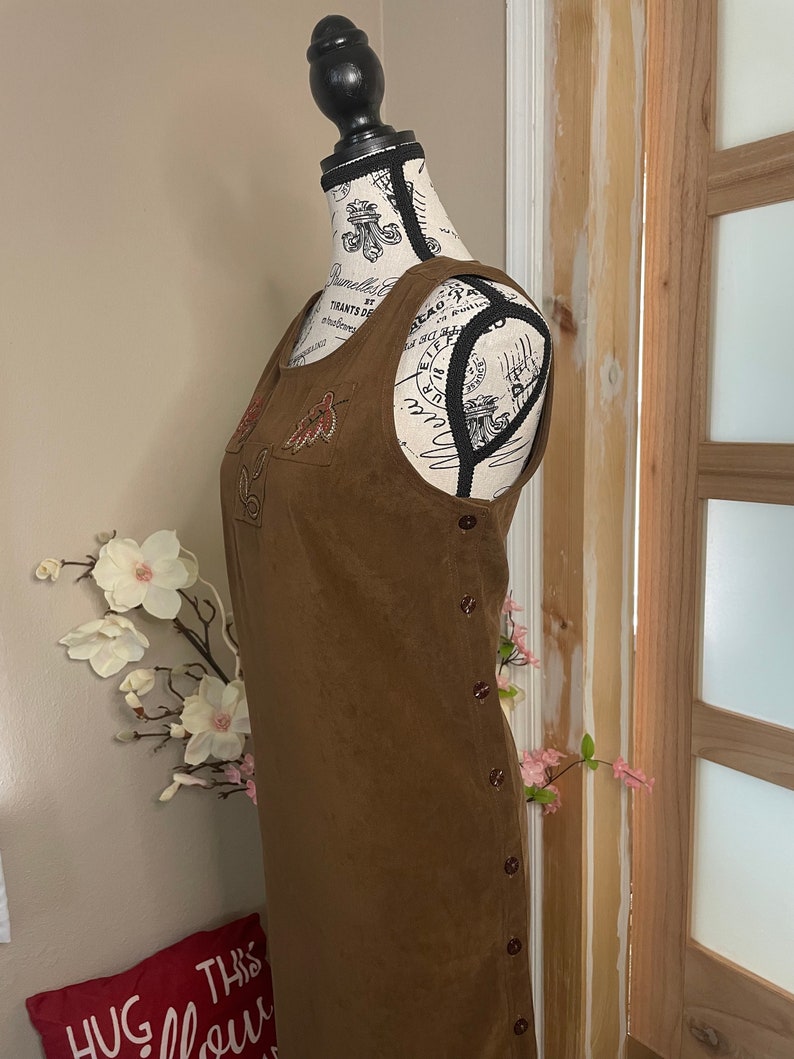 Retro Brown Sleeveless Suede Dress