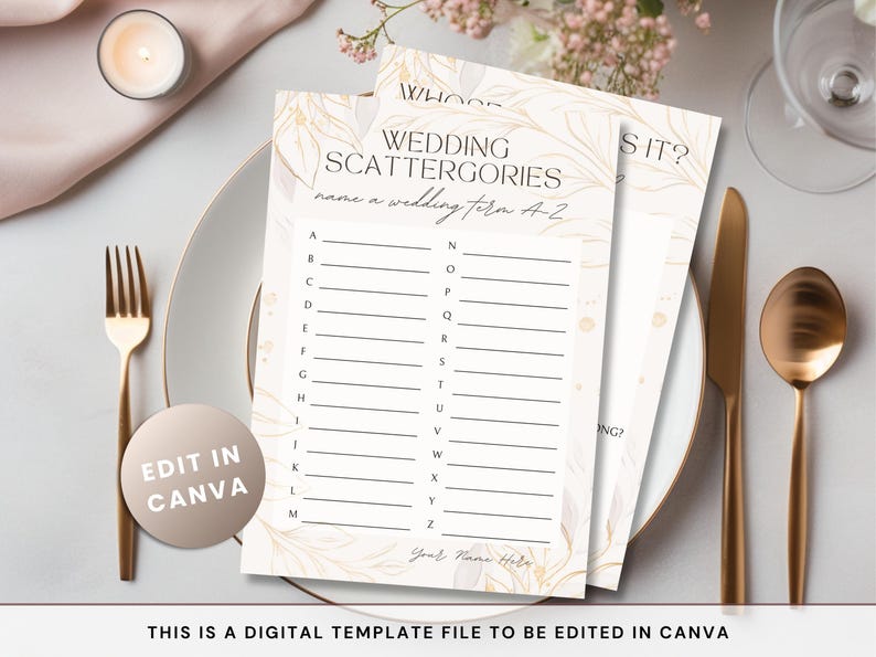 Printable Wedding Games Template Editable Wedding Reception Table ...