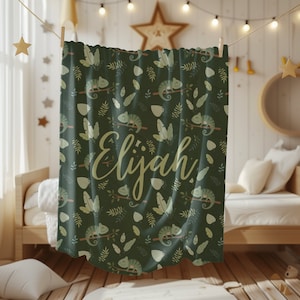 Gepersonaliseerde kameleon pluche deken, jungle kinderkamerdecoratie