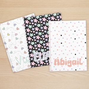 Personalized Pastel Dots Lined Journal, Custom Kids Name Notebook, Colorful Butterfly Girls Journal, Back to School Notebook, Writers Diary