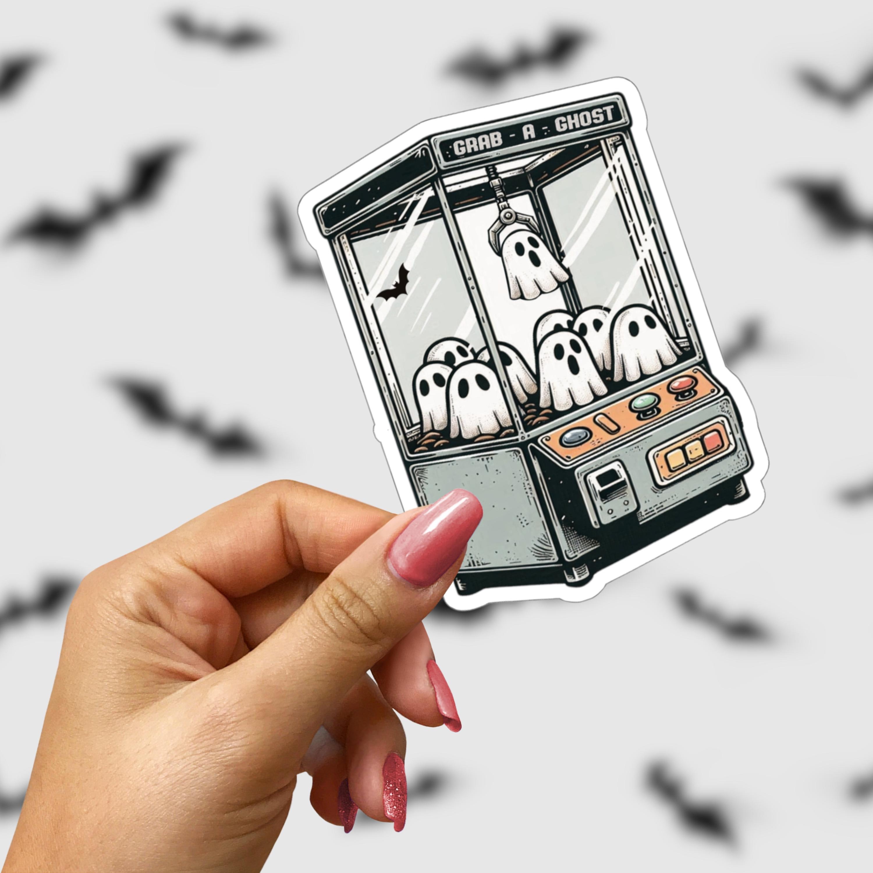 Halloween Cute Ghost Sticker, Spooky Grab A Ghost Vinyl Decal, Laptop Sticker, Cute Fall Stickers, Trick or Treat Gift for Halloween Decor