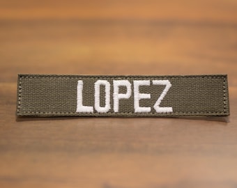 Custom Military, Officer, Style Name Tape, Olive Drab, Hook Fastener, Personalized