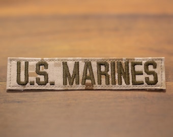 Military Name Tape, Marine, OCP, Hook Fastener, Desert, Branch of Service