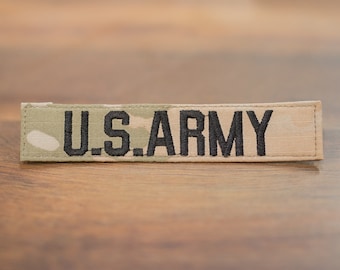 Military Name Tape, Army, 3-Color, Hook Fastener, Branch of Service