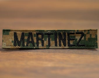 Custom Military Name Tape, Marine, OCP, Hook Fastener, Woodland, Personalized
