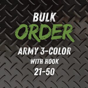BULK 21-50 Custom Military Name Tape, Army, 3-Color, Hook Fastener Name Tape, Custom Name Patch
