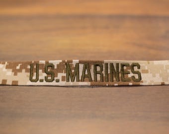 Military Name Tape, Marine, Sew-On, Branch of Service, Desert
