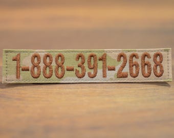 Custom Phone Number, Military Name Tape, Air Force, 3-Color, 7-Color, OCP, Hook Fastener Personalized