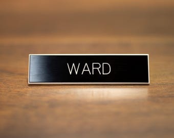 Military Black Plastic Name Plate, Clutch Pin-on, Badge, Custom Name Plate, Medium